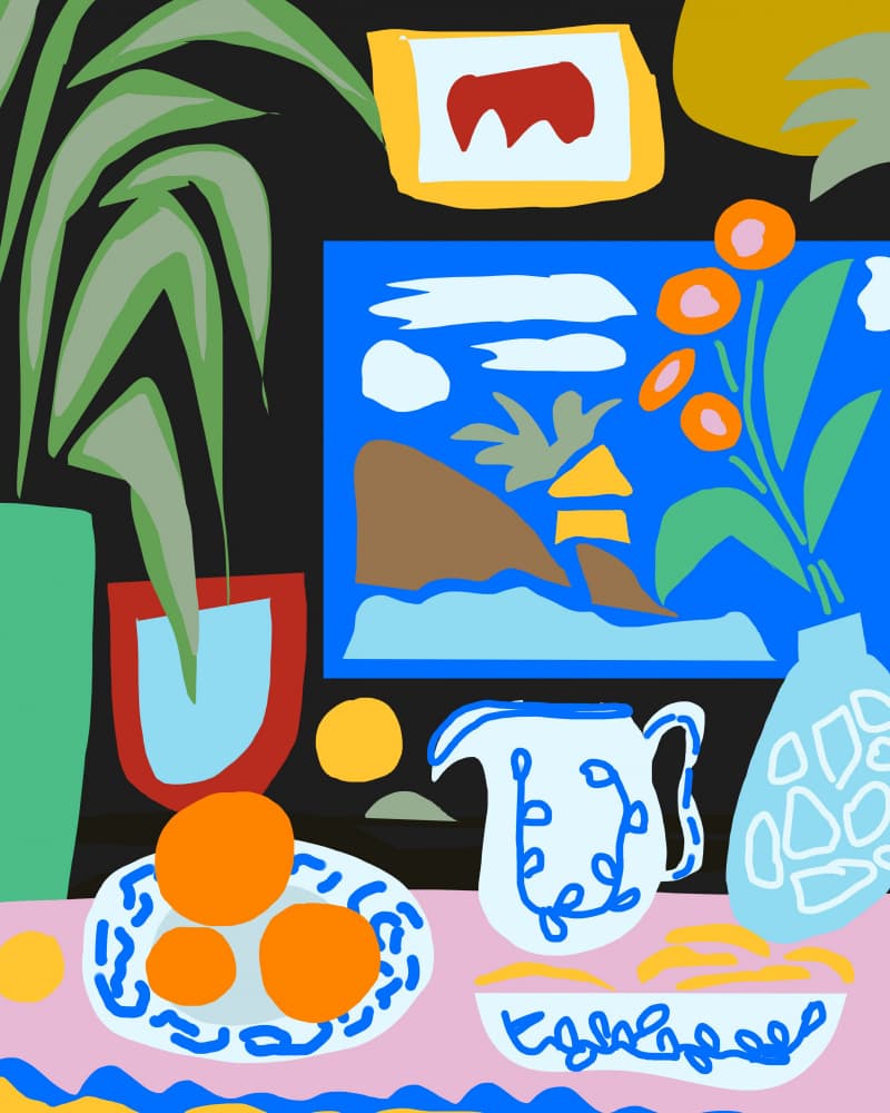 Colorful Island Still Life by Josie George — canvas wall art