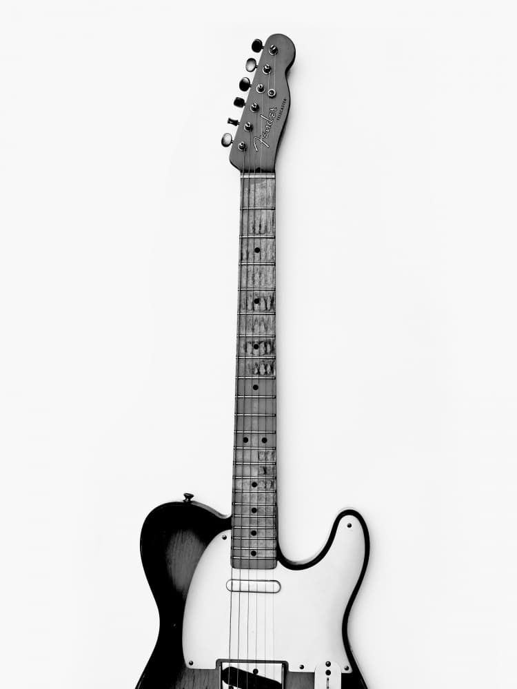 Monochrome Electric Guitar by David Drake — canvas wall art
