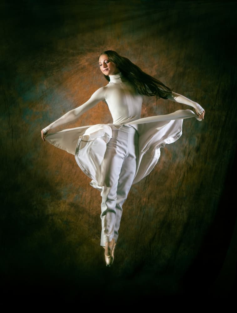 Floating Ballet Dancer by Oles Paritskiy — canvas wall art