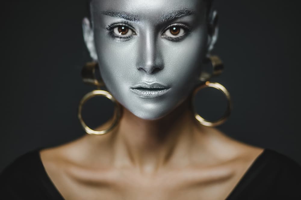 Metallic Beauty Golden Hoops by Amin Hamidnezhad — canvas wall art