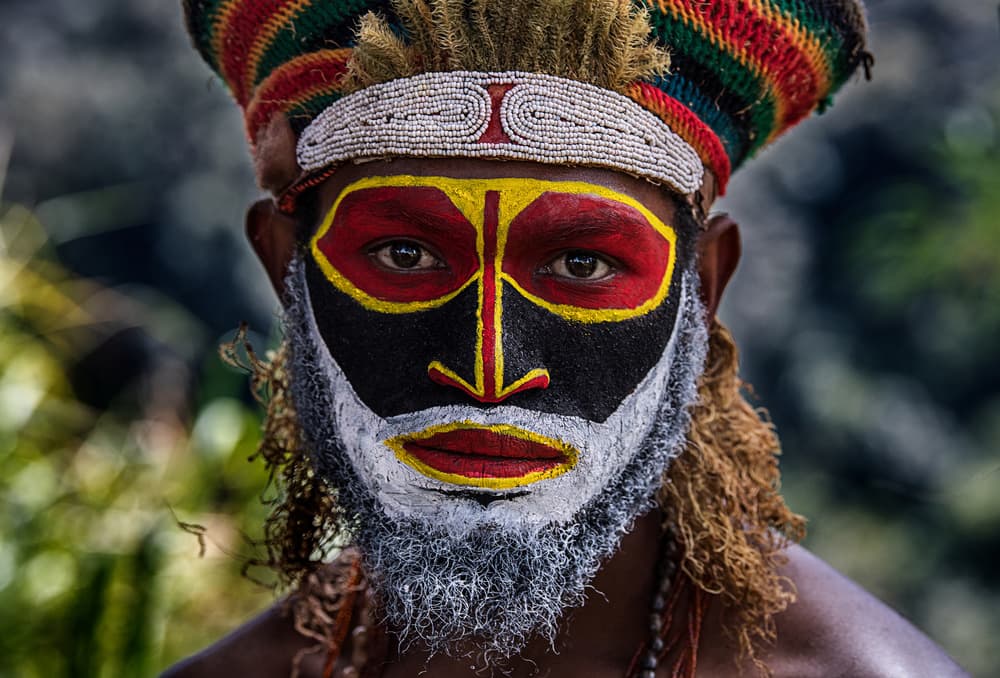 Vibrant Tribal Portrait by Joxe Inazio Kuesta Garmendia — canvas wall art