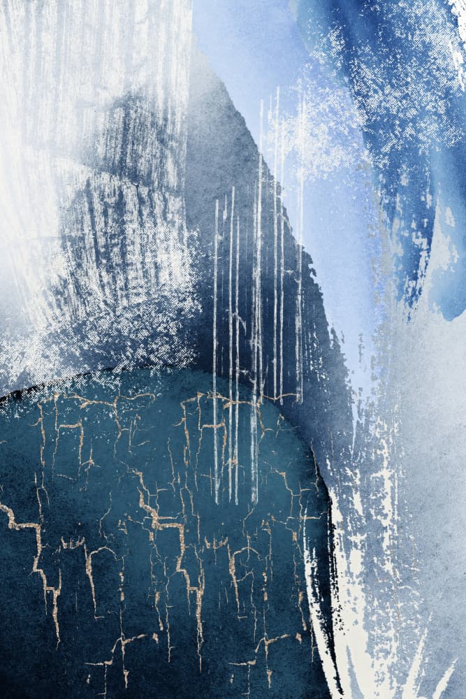 Abstract Indigo Gold Textures by Sally Ann Moss — canvas wall art