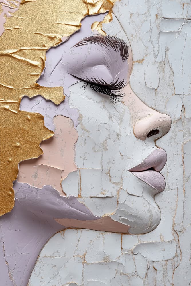 Textured Golden Profile by Mauro — canvas wall art