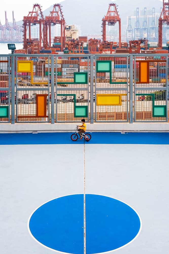 Child Biking City Port by Tong Ho Chung Howard — canvas wall art