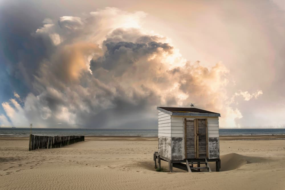 Stormy Beach Hut by Stéphane Pecqueux — canvas wall art
