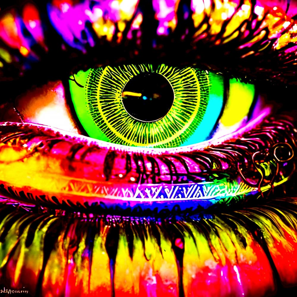 Neon Psychedelic Eye by mnemonixART — canvas wall art