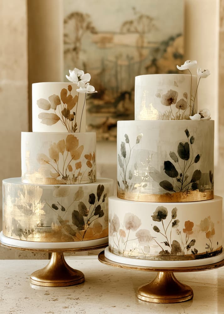 Golden Watercolor Flora by Justyna Jaszke — canvas wall art