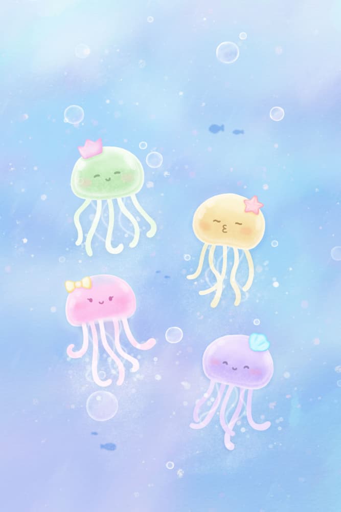 Cute Jellyfish Friends by Xuan Thai — canvas wall art
