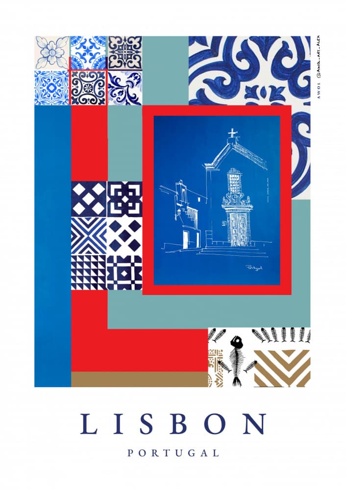 Lisbon Cultural Collage by Awol Art Alex — canvas wall art