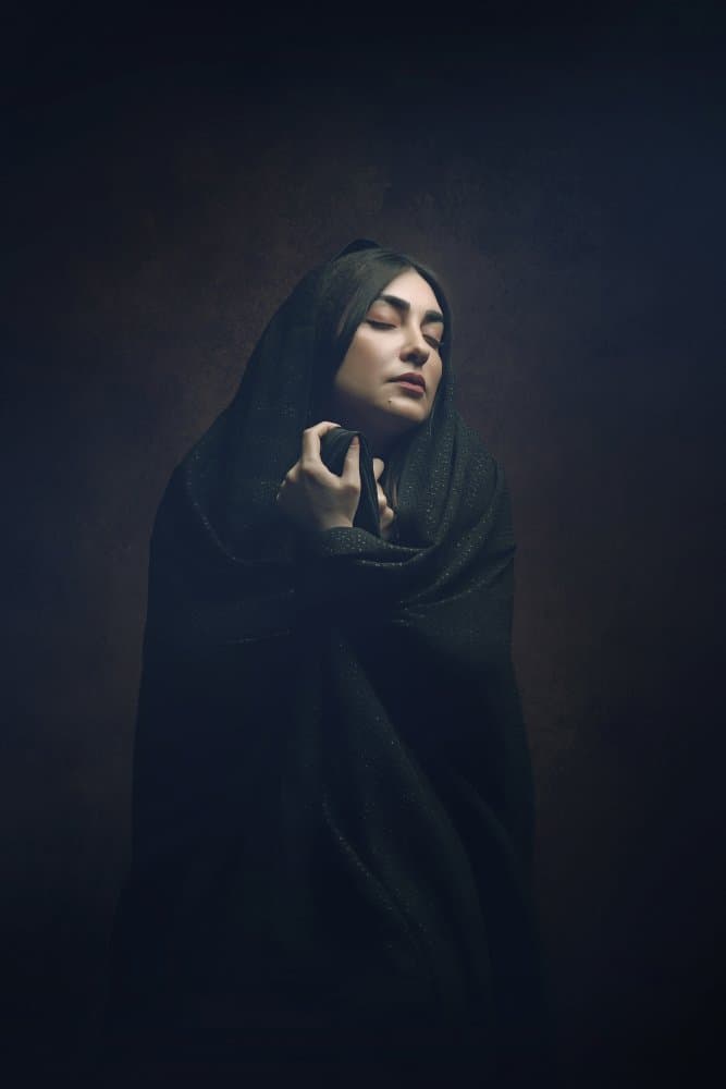 Pensive Woman Portrait by Moein Hasheminasab — canvas wall art