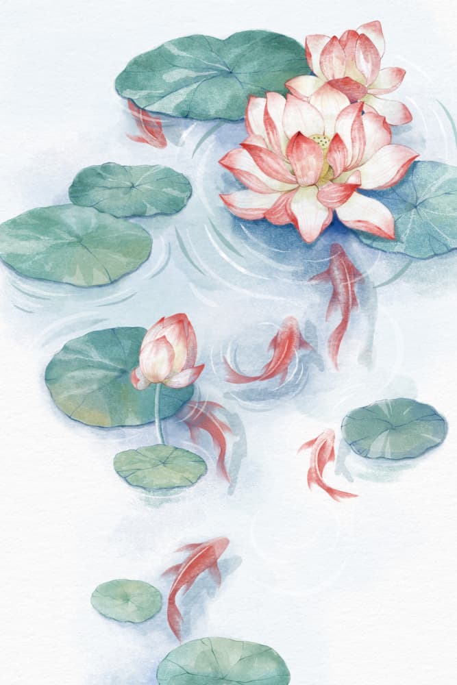 Lotus Pond Water Color by Xuan Thai — canvas wall art
