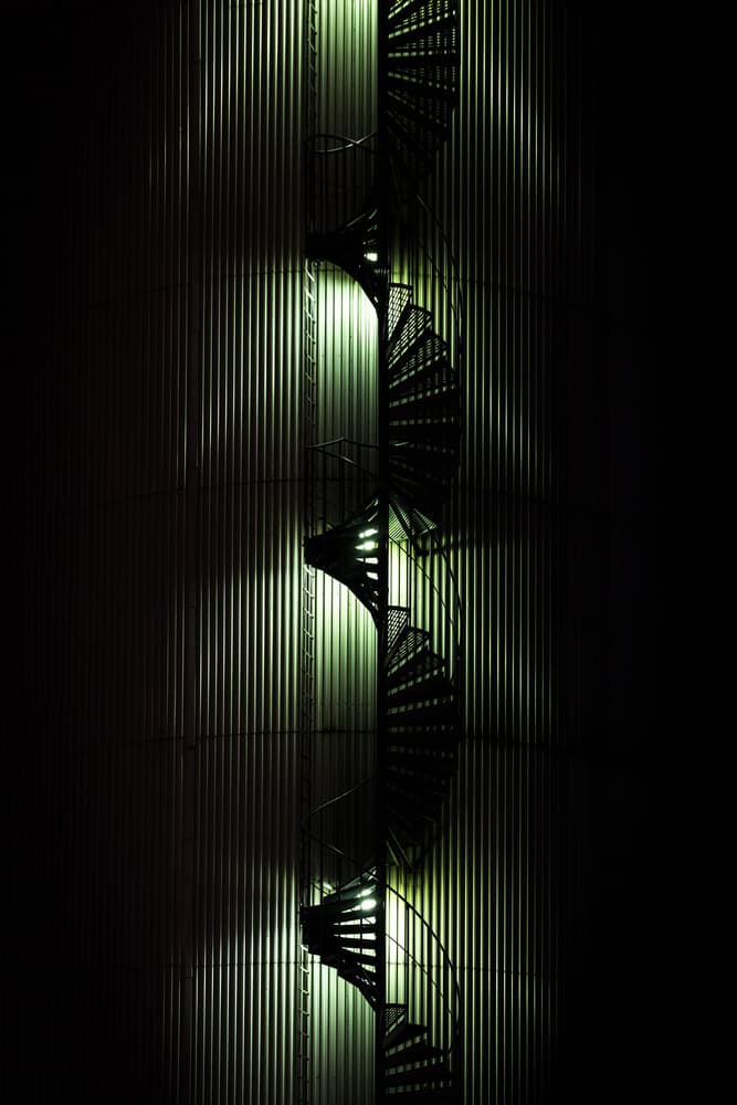 Night Green Spiral Stairs by Rolf Endermann — canvas wall art