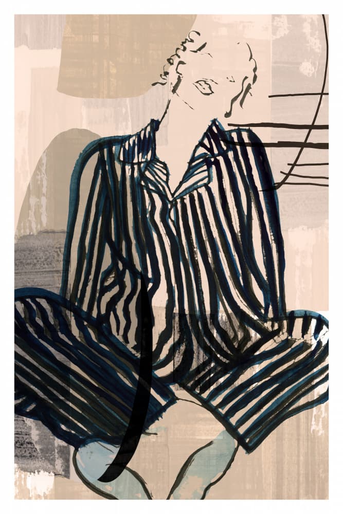 Striped Pajama Lounging by casa cartissi — canvas wall art