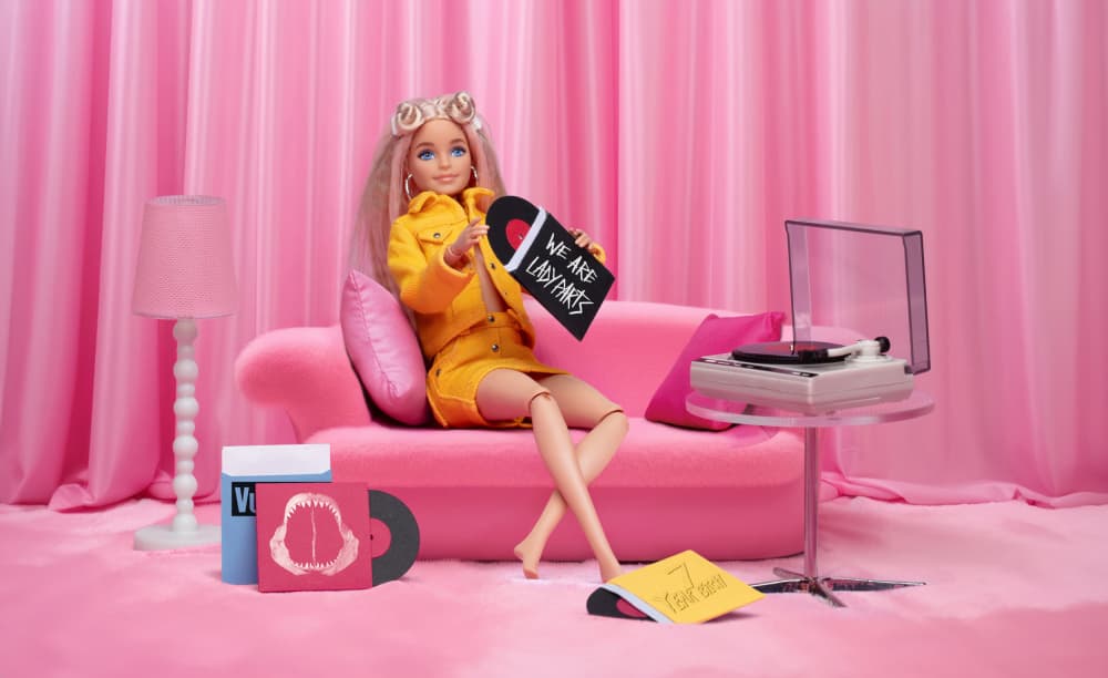 Pink Retro Music Doll by Julia Ramiro — canvas wall art