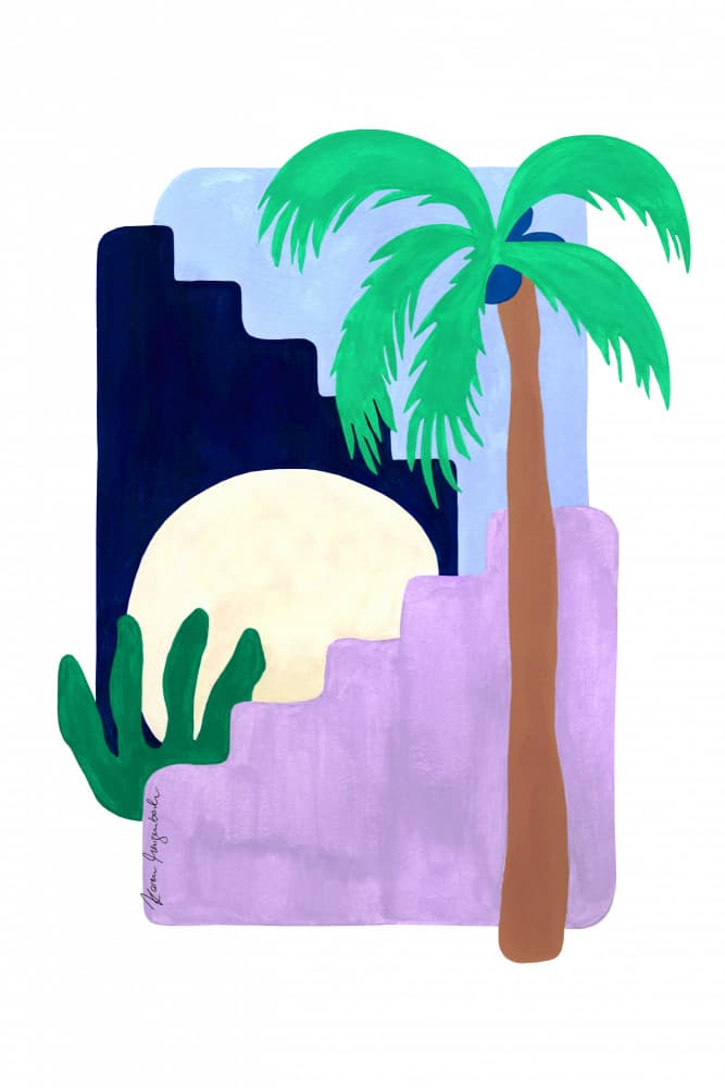 Tropical Moonlit Stairs by Karen Menzenbach — canvas wall art