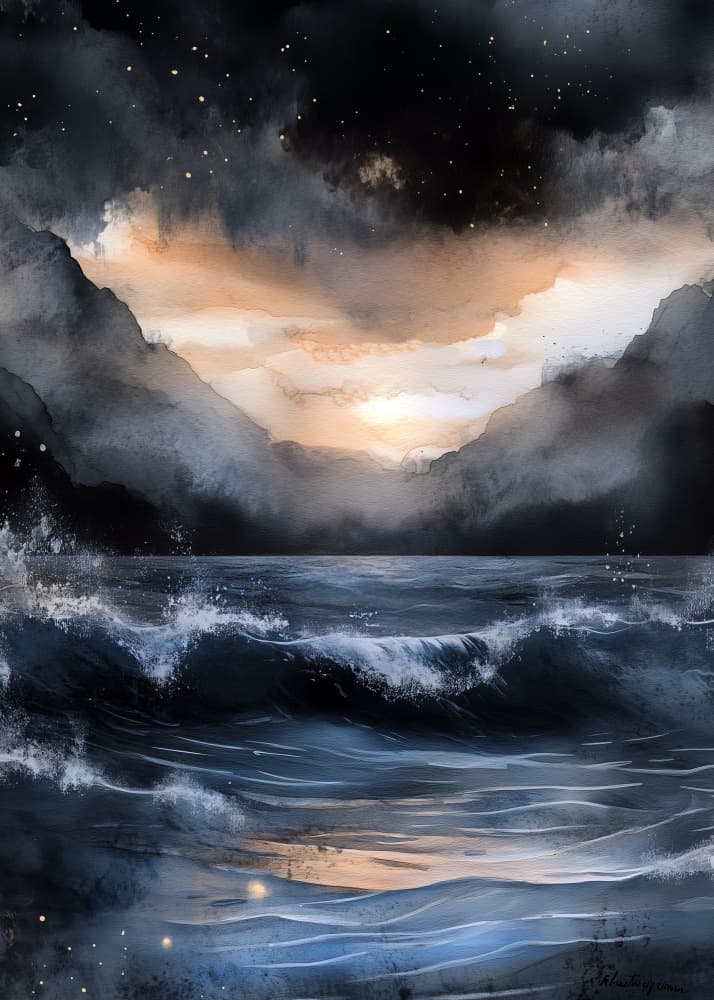 Twilight Ocean Glow by Justyna Jaszke — canvas wall art