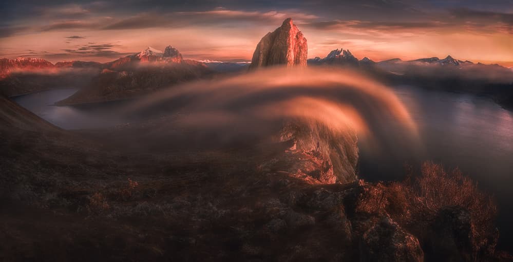 Misty Mountain Sunset by Peter Svoboda MQEP — canvas wall art