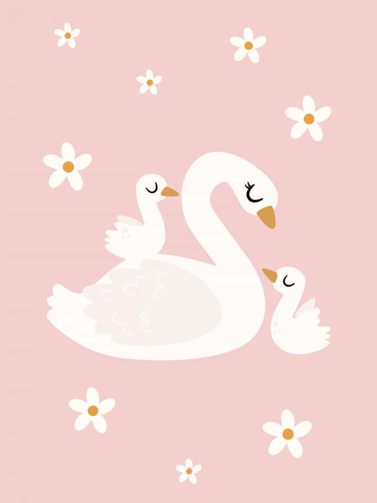 Sweet Swan Family by Mathieu jeuf — canvas wall art