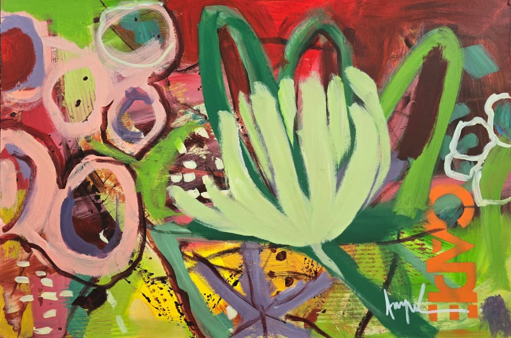 Vibrant Abstract Bloom by Angela Maritz — canvas wall art