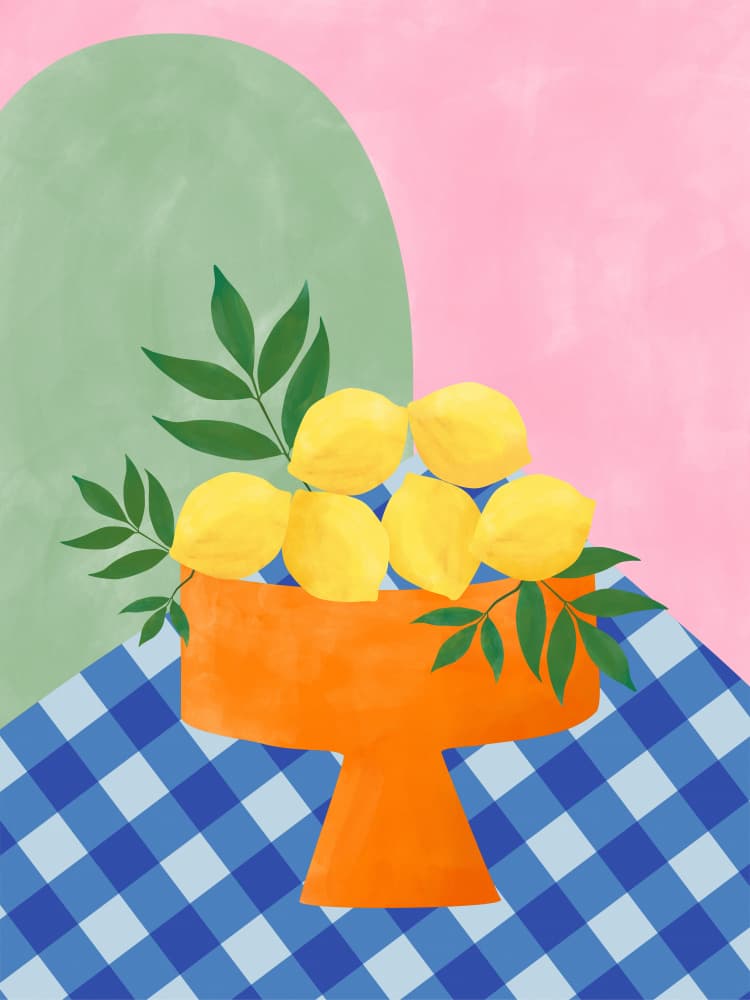 Vibrant Lemon Bowl by Elena Ristova — canvas wall art