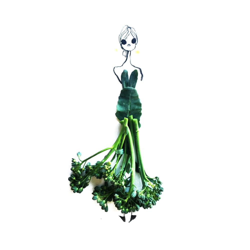 Whimsical Broccoli Dress by Gretchen Roehrs — canvas wall art