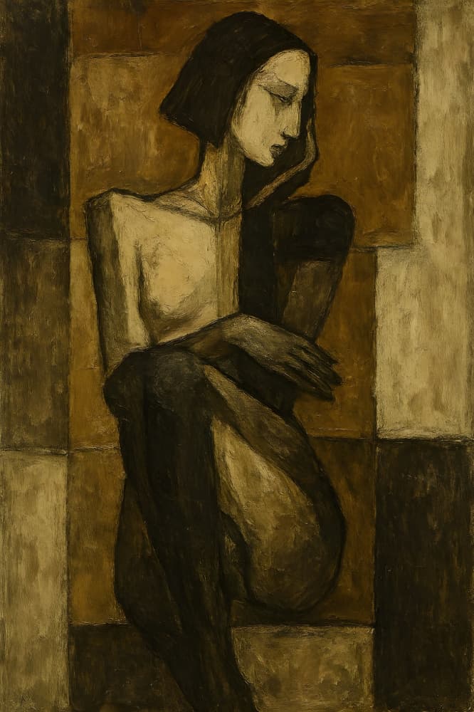 Pensive Seated Woman by HUGO — canvas wall art