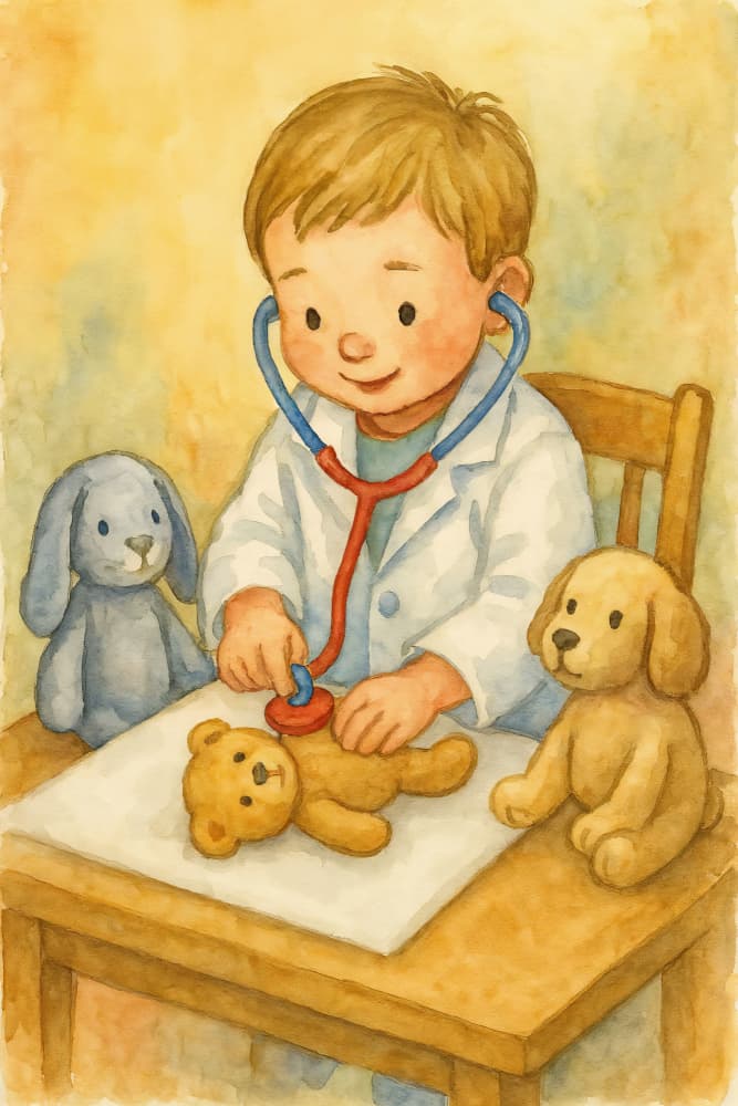 Little Doctor's Check-up by Natalie Bruns — canvas wall art