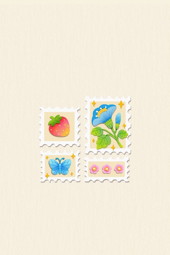 Cute Nature Stamps by Xuan Thai — canvas wall art