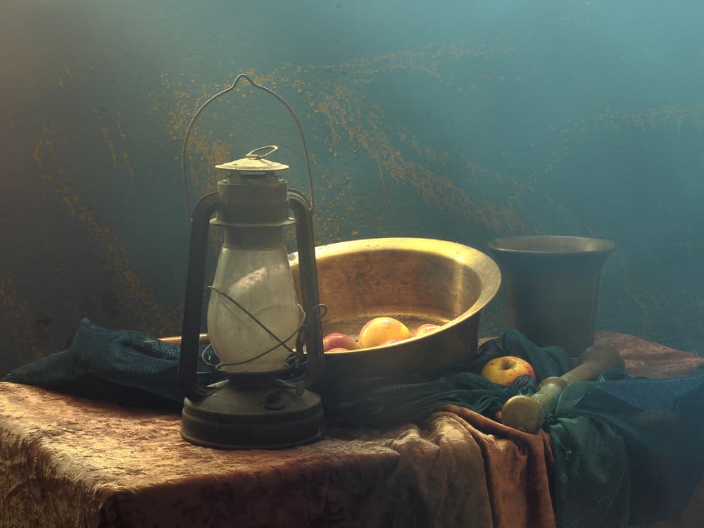 Rustic Lantern Still Life by UstinaGreen — canvas wall art