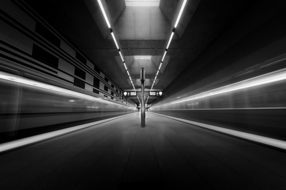 Speeding Subway Trails by Andy Dauer — canvas wall art