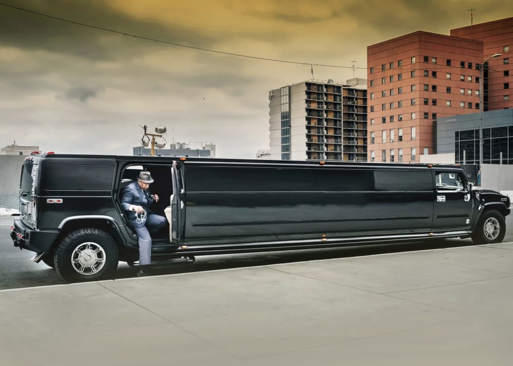Boss Exiting Black Limousine by Leah Guo — canvas wall art