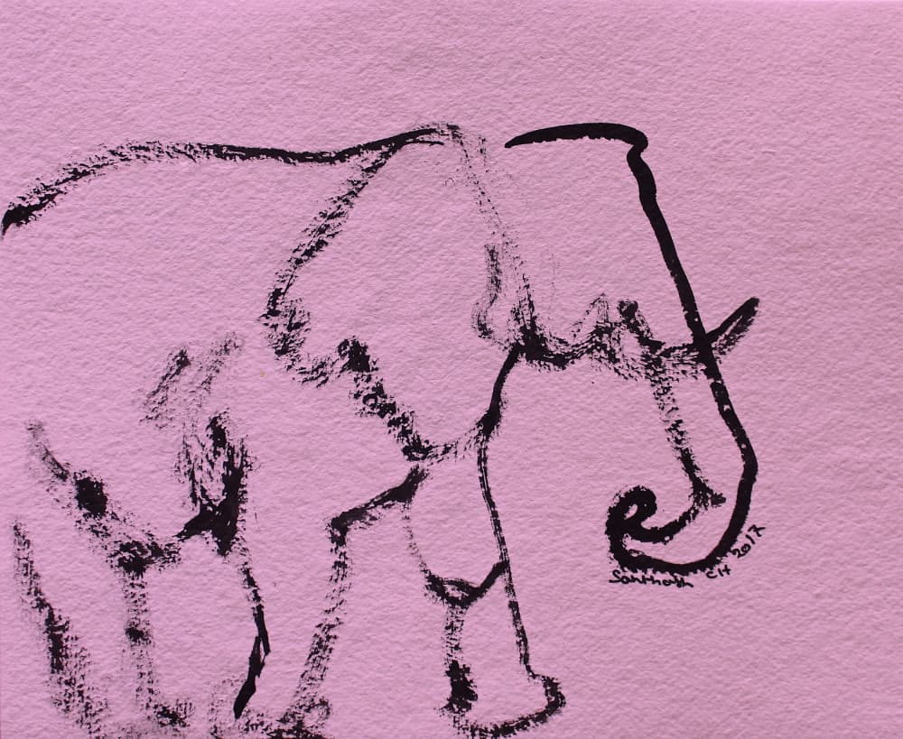 Minimal Pink Elephant by Santhosh ch — canvas wall art