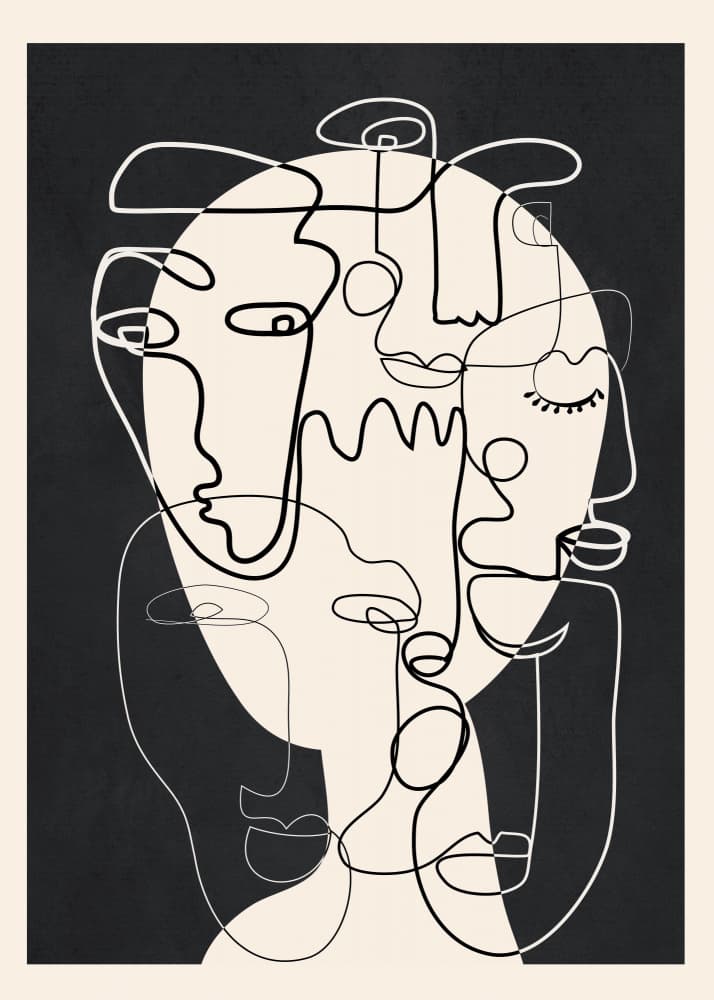 Abstract Line Faces by Nadjaa — canvas wall art