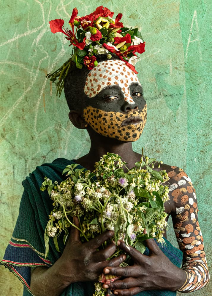 Floral Face Paint Portrait by Tori E Bohn — canvas wall art