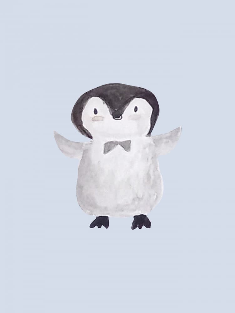 Cute Watercolor Penguin by Elizabeth C — canvas wall art