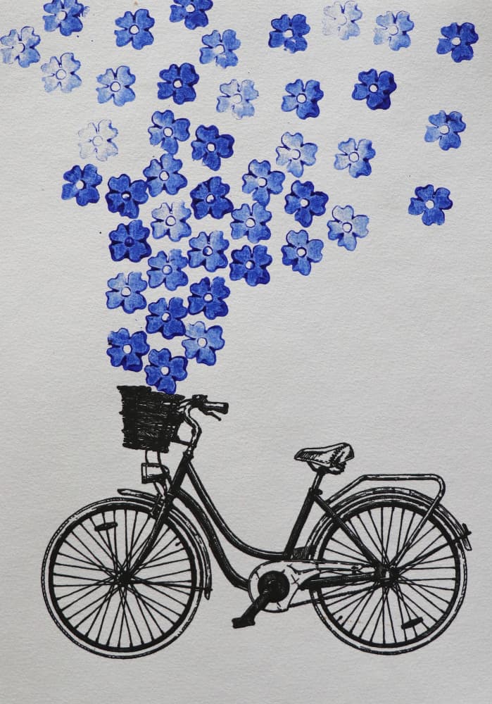 Bike With Blue Flowers by Santhosh ch — canvas wall art
