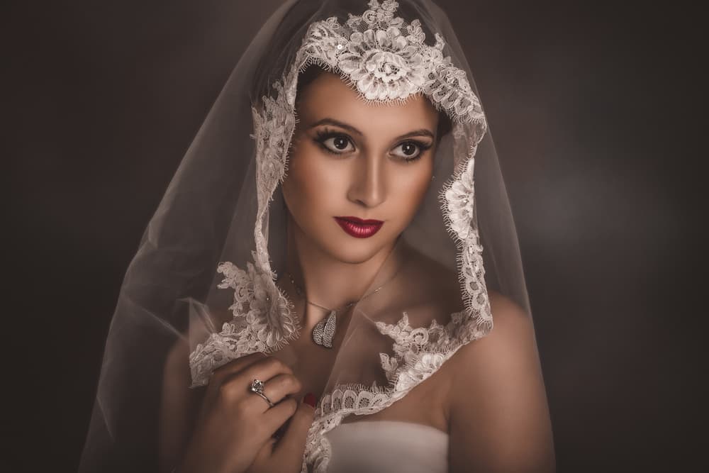Elegant Veiled Bride by Peppe Tambè — canvas wall art