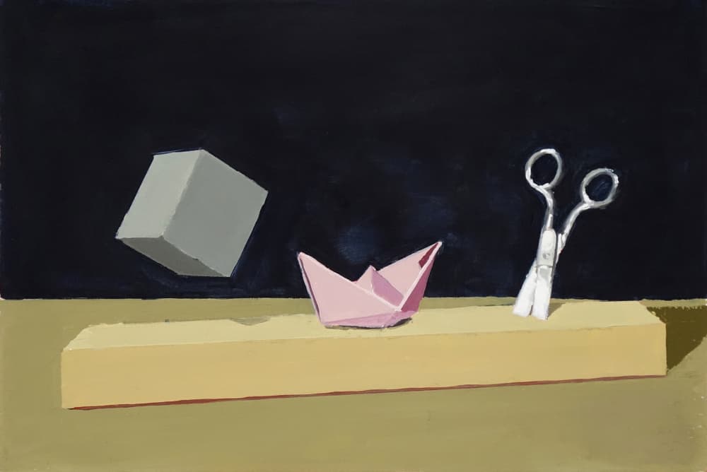 Pink Boat Floating Cube by Alexander Grahovsky — canvas wall art