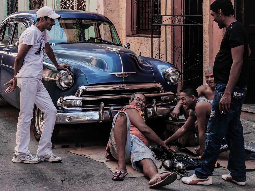 Cuban Street Car Friends by Andy Bauer — canvas wall art