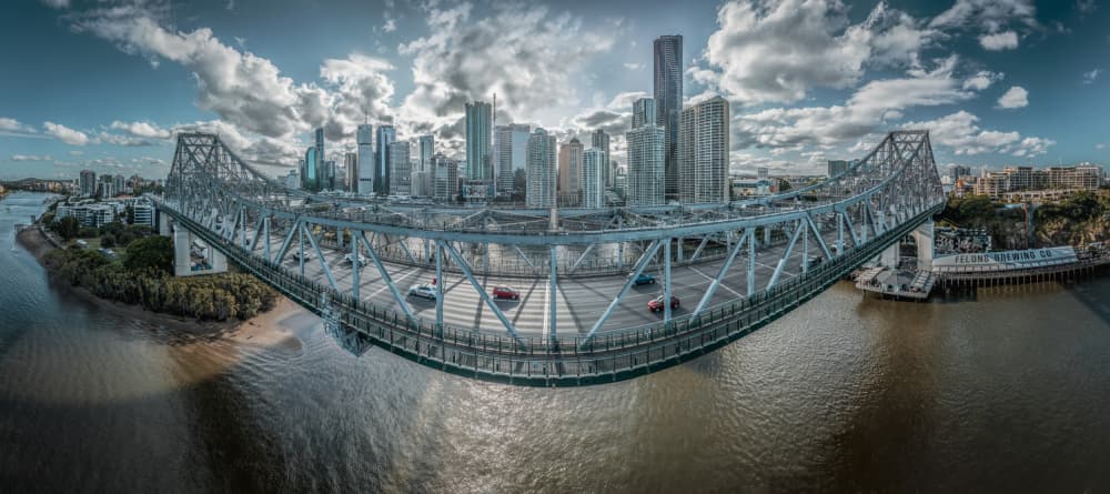 City Bridge River Skyline by Craig Stampfli — canvas wall art