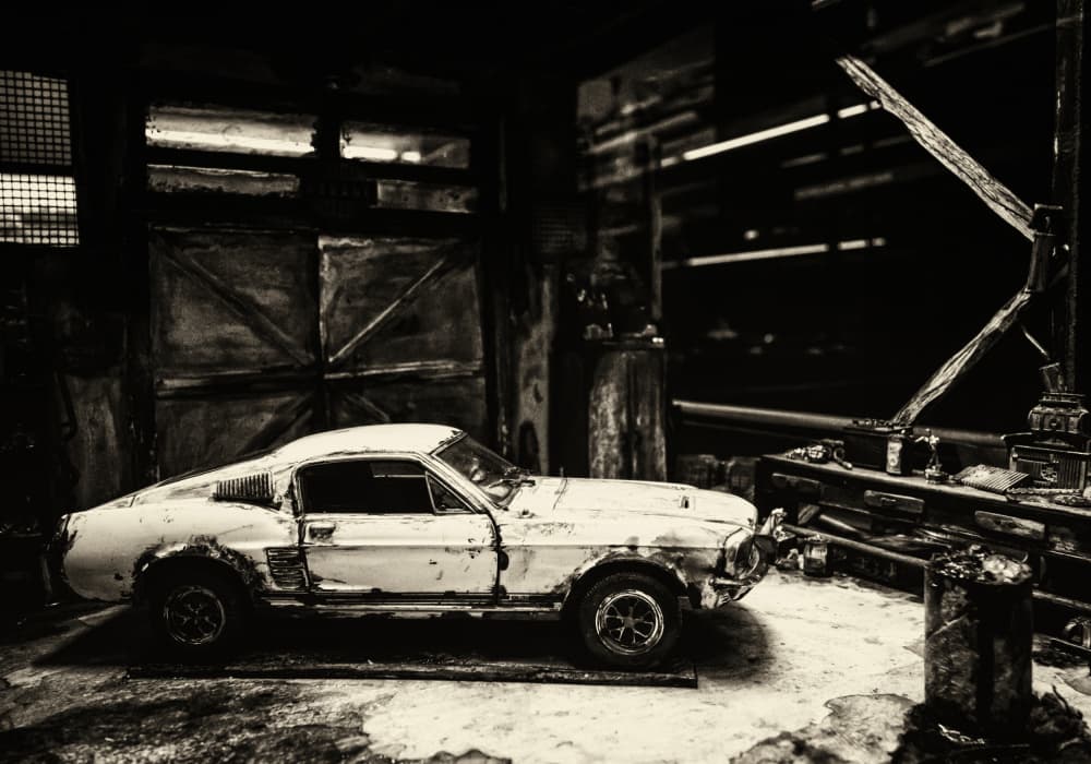 Gritty Garage Classic by Merthan Kortan — canvas wall art