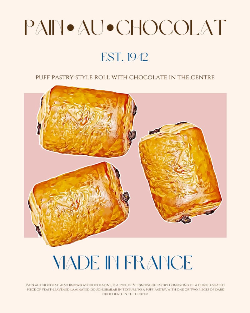 Classic Pain Au Chocolat by Nazma Khokhar — canvas wall art