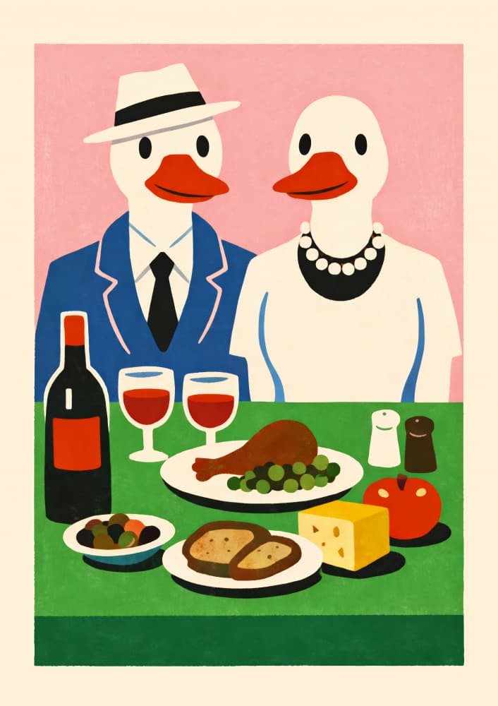 Ducks Dinner Date by Patryk Krygowski — canvas wall art