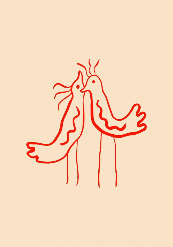 Red Love Birds by Studio JKN — canvas wall art