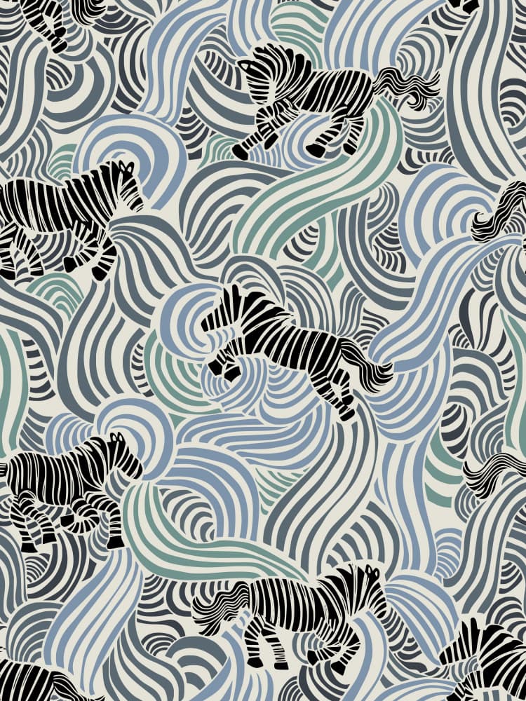 Playful Zebras Wavy Pattern by Annick — canvas wall art