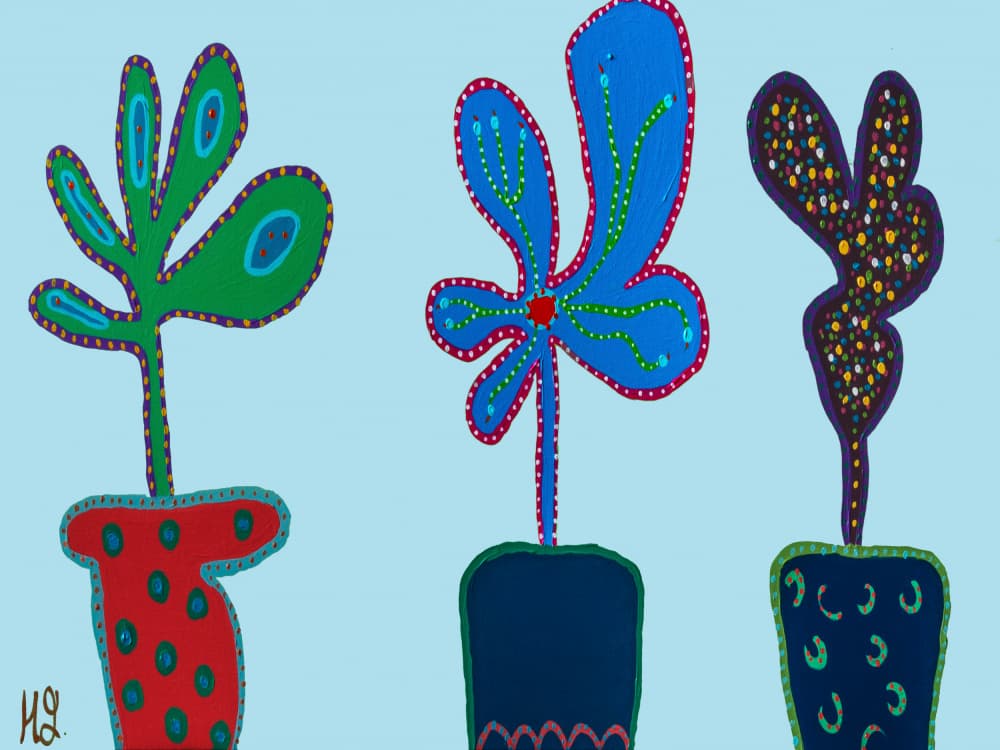 Whimsical Potted Plants by Helen Joynson — canvas wall art