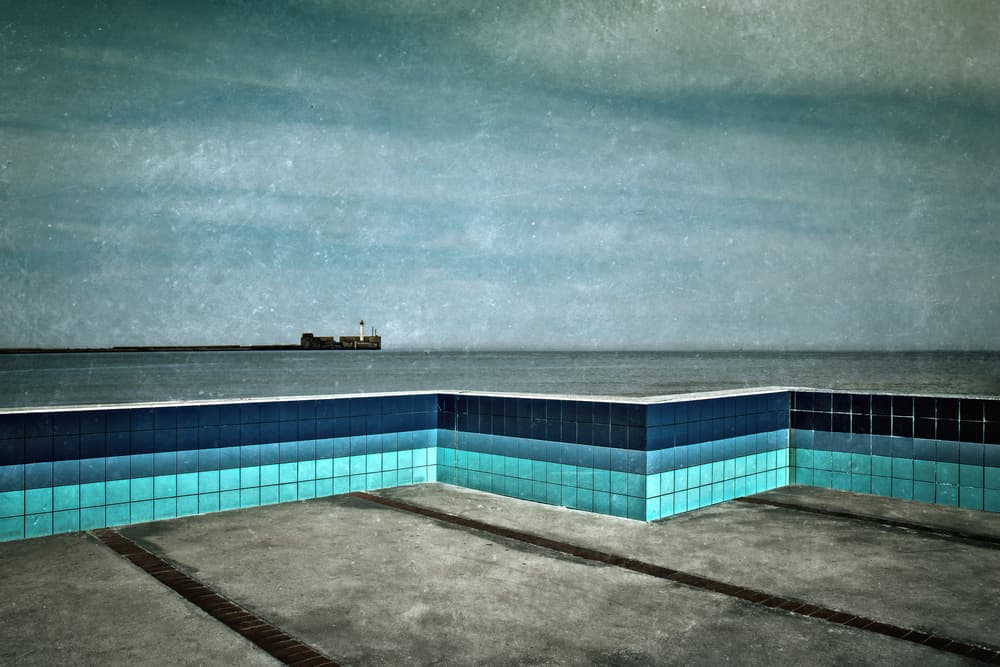 Blue Tiled Seascape by Gilbert Claes — canvas wall art