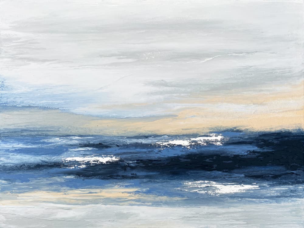 Blue Ocean Horizon Abstract by Alyson Storms — canvas wall art