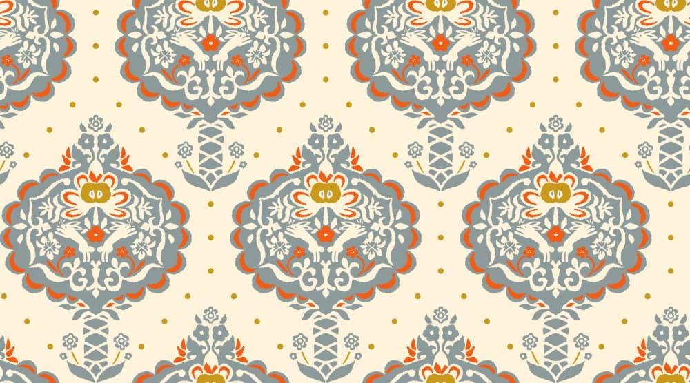 Elegant Damask Birds by Annick — canvas wall art