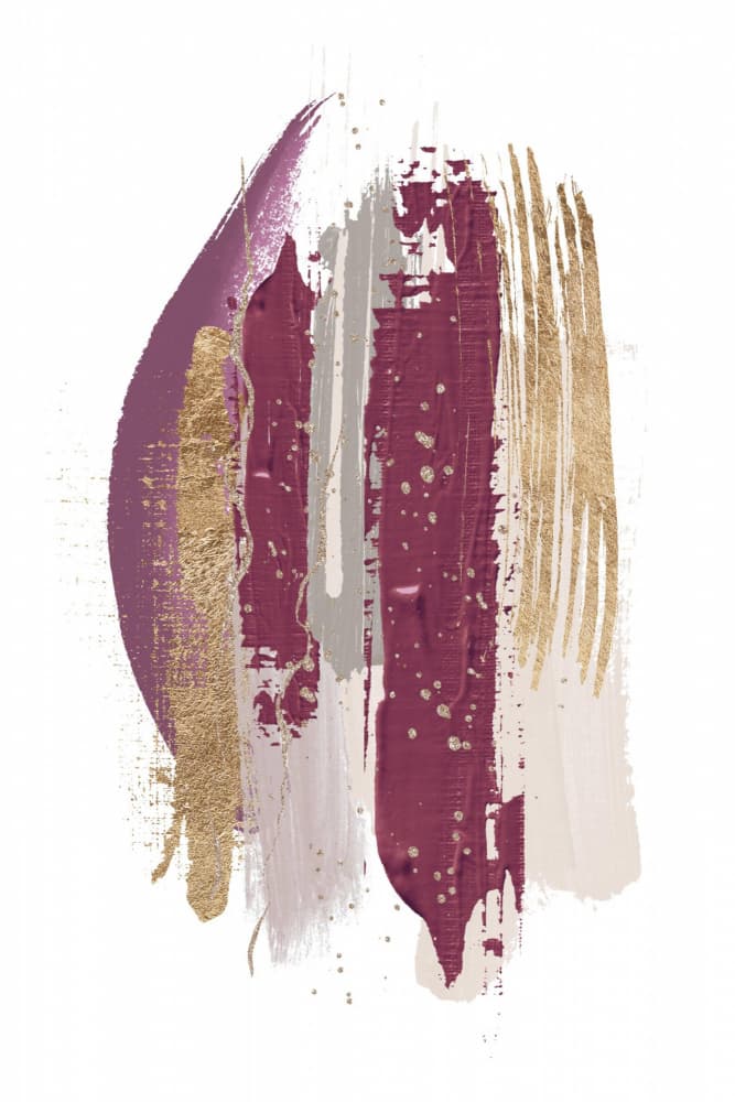 Elegant Gold Maroon Strokes by Sally Ann Moss — canvas wall art